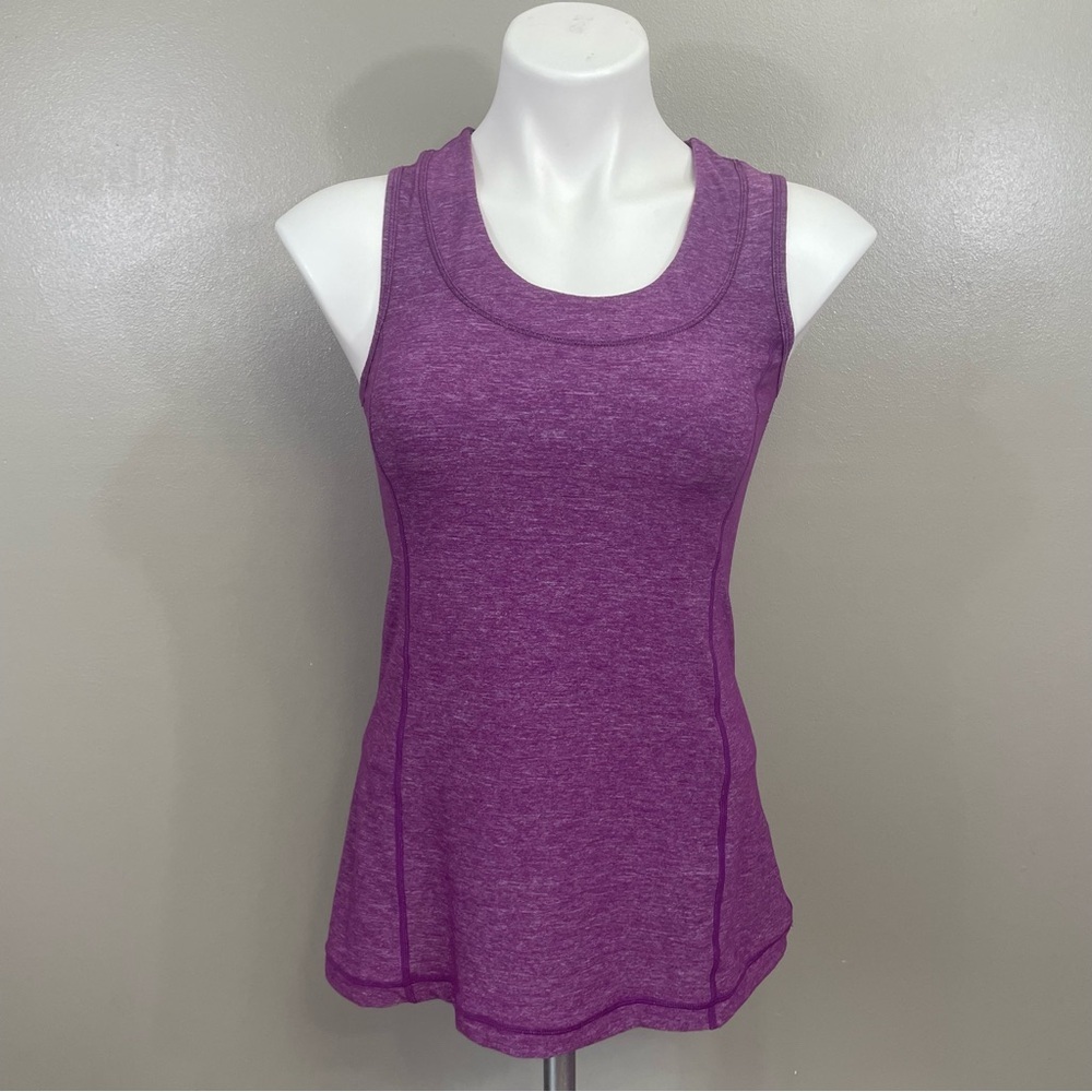 Lululemon Dash Tank Ii Sz 6 Heathered Plum Ruffled